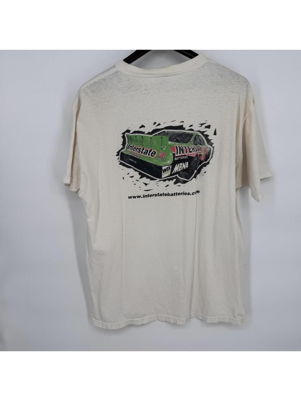Interstate Batteries Racing Shirt Mens XL White Fruit Of The Loom NASCAR Tee Y2K